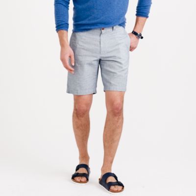 9" Stanton short in stripe Irish linen-cotton