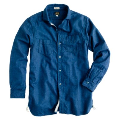 Shuttle Notes shirt in indigo herringbone