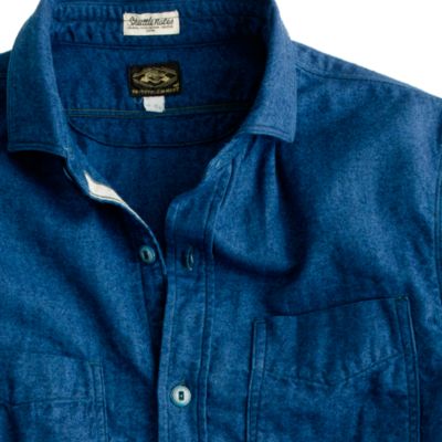 Shuttle Notes shirt in indigo herringbone