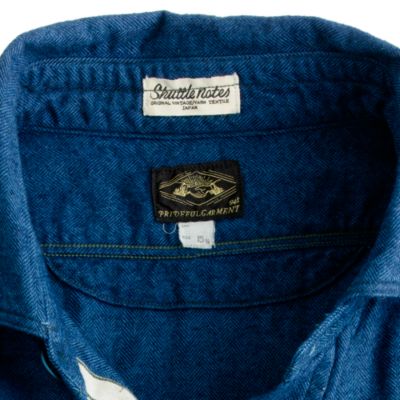 Shuttle Notes shirt in indigo herringbone