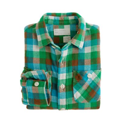 Boys' vintage camp flannel shirt in buffalo check
