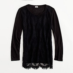 Factory long-sleeve lace-front tee