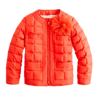 Girls' flower-pouf puffer