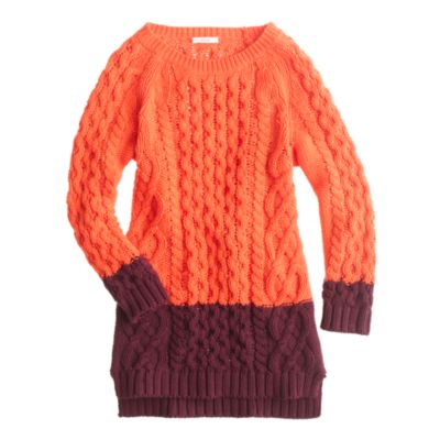 Girls' colorblock cable tunic