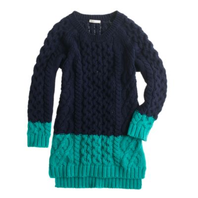 Girls' colorblock cable tunic