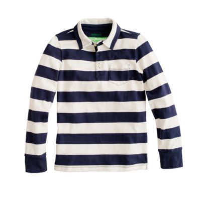 Boys' long-sleeve jersey polo in stripe