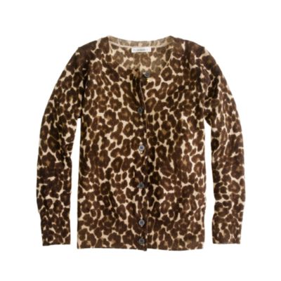 Girls' merino leopard cardigan