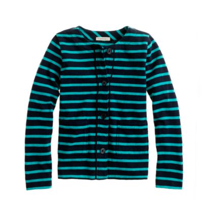 Girls' piped cardigan in stripe