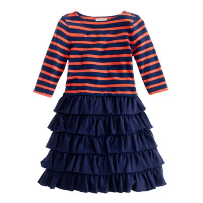 Girls' three-quarter sleeve cupcake dress in stripe