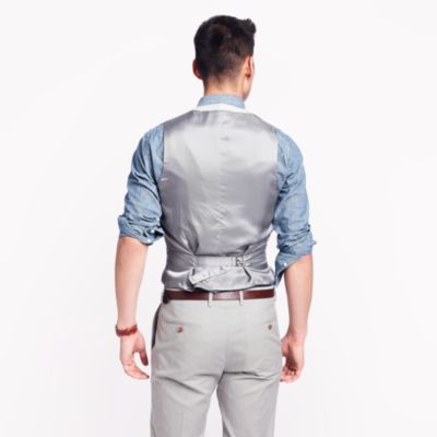 Ludlow suit vest in fine-stripe cotton