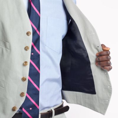 Ludlow suit vest in fine-stripe cotton