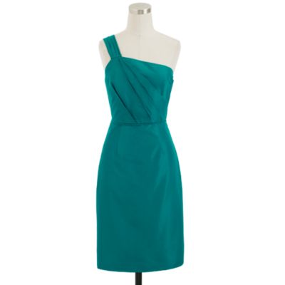 Petite Lucienne one-shoulder dress in silk taffeta