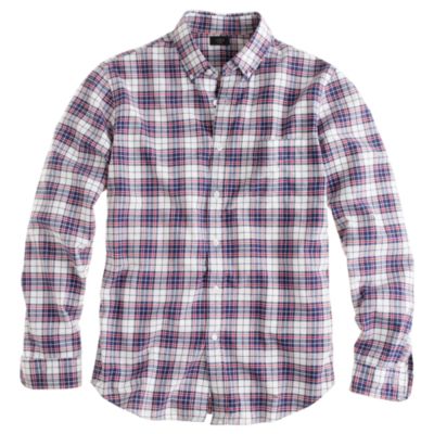 Oxford plaid shirt in royal navy