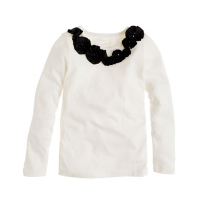 Girls' long-sleeve sparkle flower tee