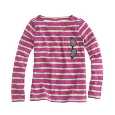 Girls' long-sleeve pocket shades tee in stripe