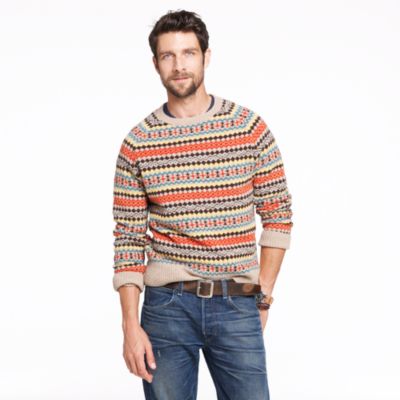J.Crew Lambswool Falkirk Fair Isle sweater