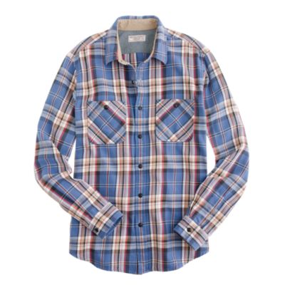 Wallace & Barnes heavyweight flannel shirt in blue plaid