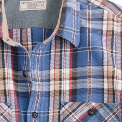 Wallace &amp; Barnes heavyweight flannel shirt in blue plaid