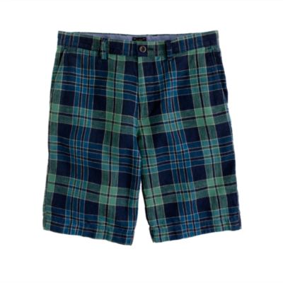 11" club short in plaid linen