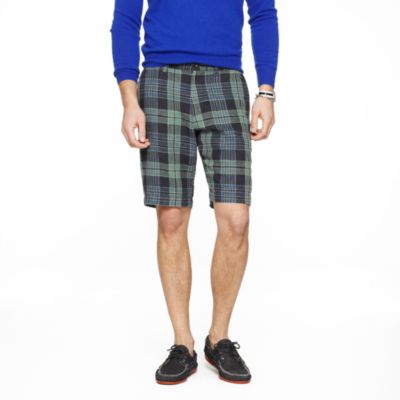11" club short in plaid linen