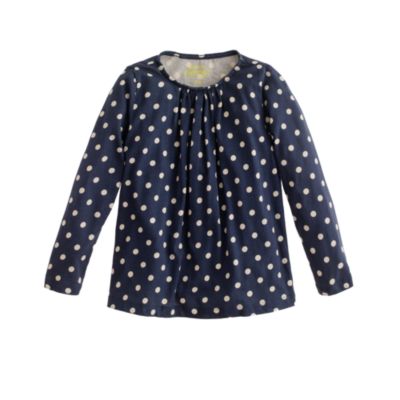 Girls' long-sleeve tiny pleats tee in dots