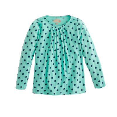 Girls' long-sleeve tiny pleats tee in dots