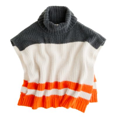 Girls' stripe sweater poncho