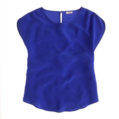 Silk shirred-sleeve top