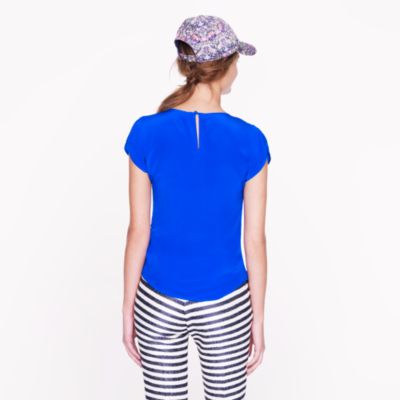 Silk shirred-sleeve top