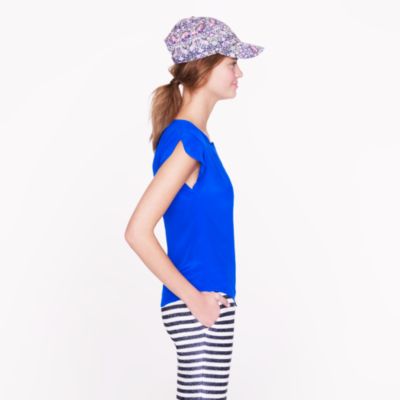 Silk shirred-sleeve top