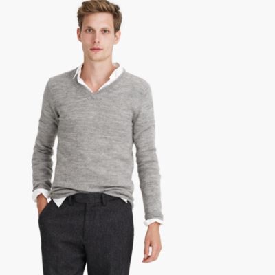 Slim slub merino V-neck sweater