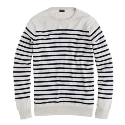 Cotton-cashmere crewneck sweater in stripe