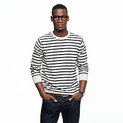 Cotton-cashmere crewneck sweater in stripe