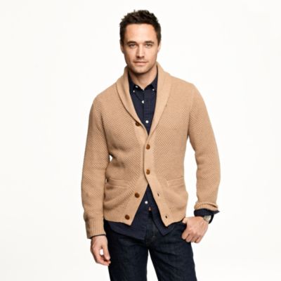 Cotton shawl-collar cardigan