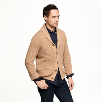 Cotton shawl-collar cardigan