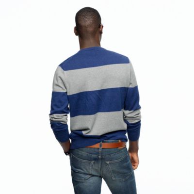 Cotton-cashmere crewneck sweater in rugby stripe