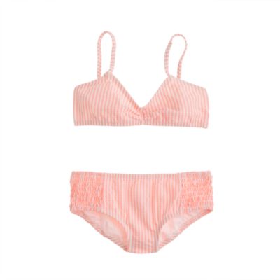Girls' smocked seersucker bikini set