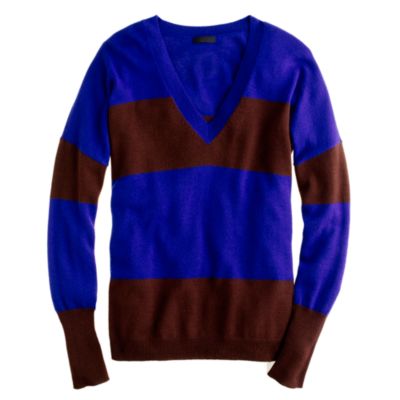 Collection cashmere boyfriend sweater in colorblock