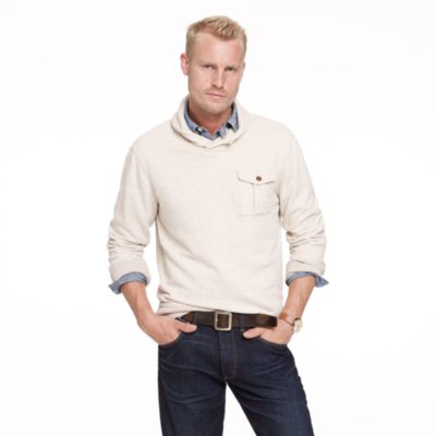 Sueded fleece shawl collar sweatshirt