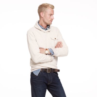Sueded fleece shawl collar sweatshirt