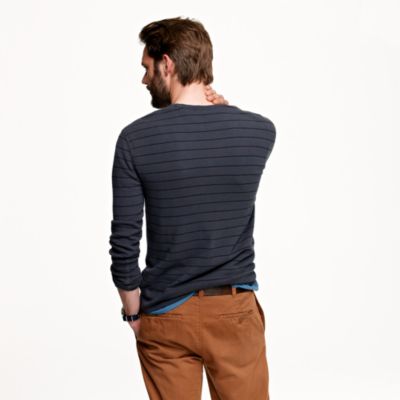 Crossknit long-sleeve crewneck tee in Dillon stripe