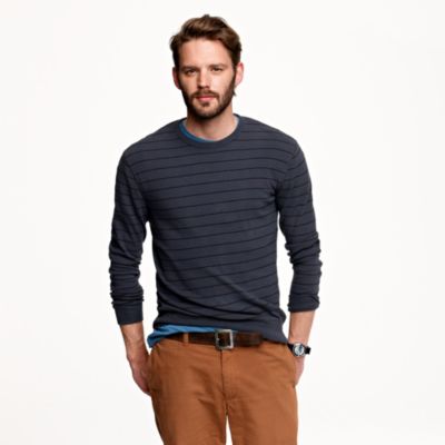 Crossknit long-sleeve crewneck tee in Dillon stripe
