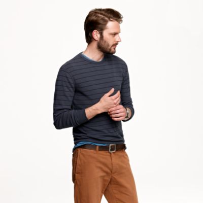 Crossknit long-sleeve crewneck tee in Dillon stripe