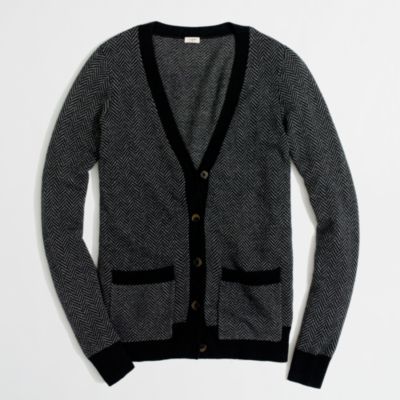 Factory herringbone V-neck cardigan