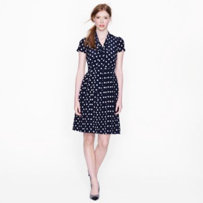 Polka-dot tie-neck dress