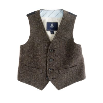 Boys' olive herringbone vest