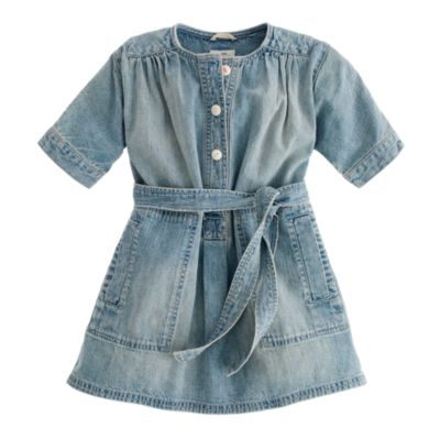 Girls' denim henley dress