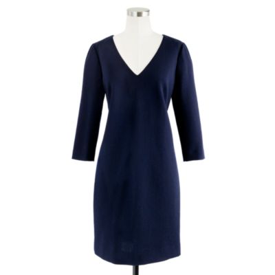 Wool crepe V-neck dress