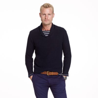 Linen-cotton shawl-collar sweater
