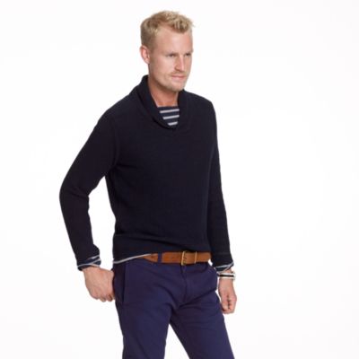 Linen-cotton shawl-collar sweater